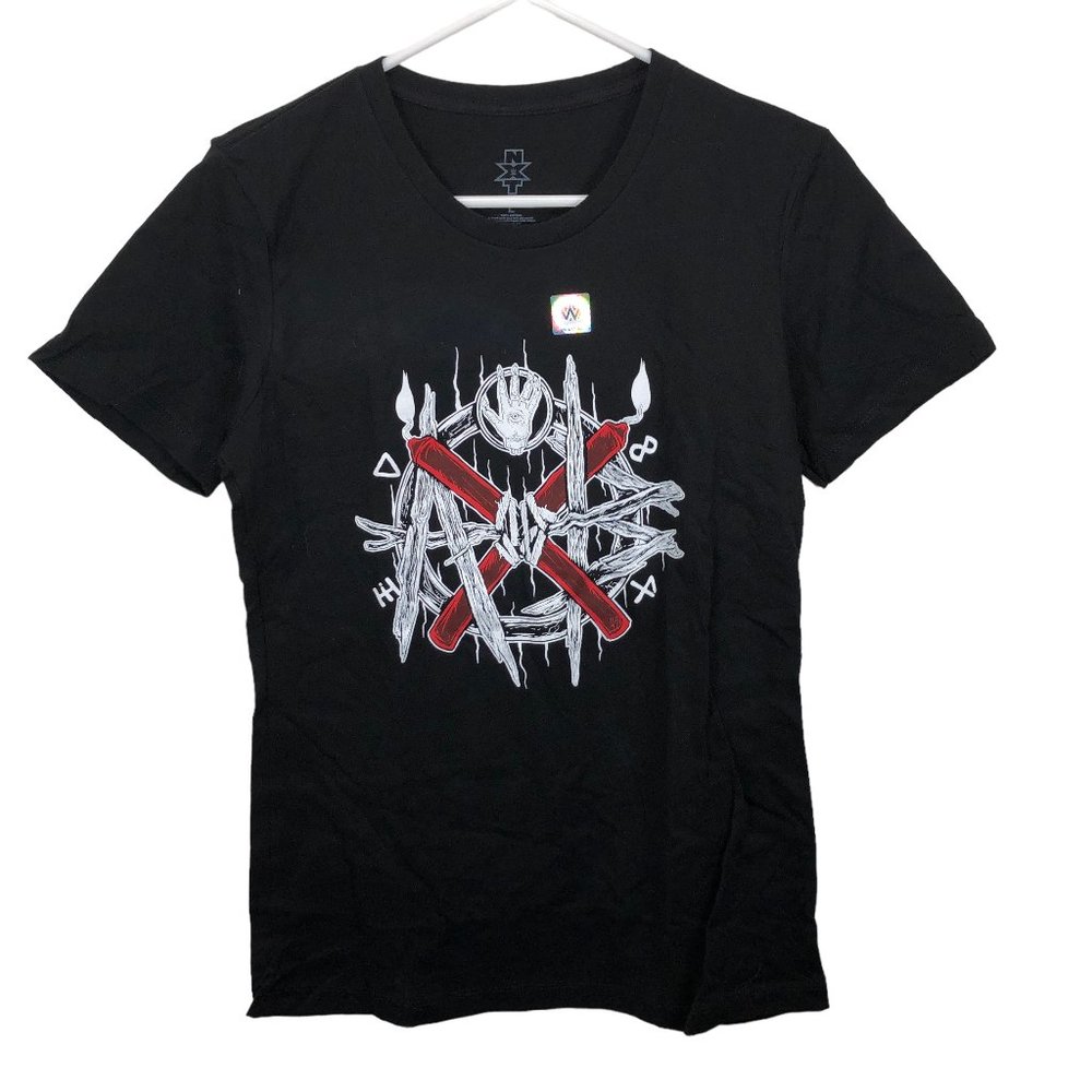 WWE NXT Aleister Black Black Mass Women's Authentic T-Shirt Top Tee Wrestling L